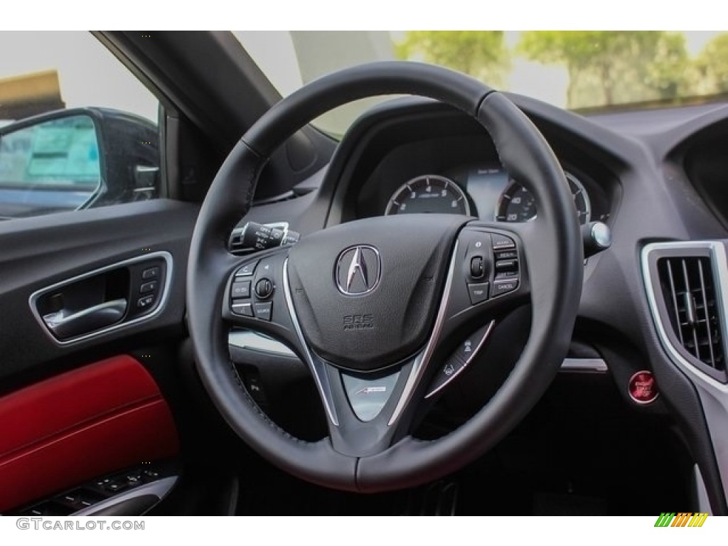 2018 Acura TLX V6 SH-AWD A-Spec Sedan Red Steering Wheel Photo #126395727