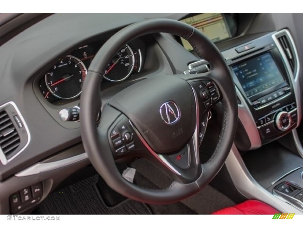 2018 Acura TLX V6 SH-AWD A-Spec Sedan Red Steering Wheel Photo #126395808