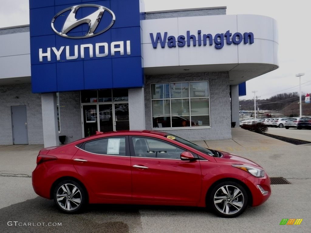 2015 Elantra Limited Sedan - Geranium Red / Black photo #2