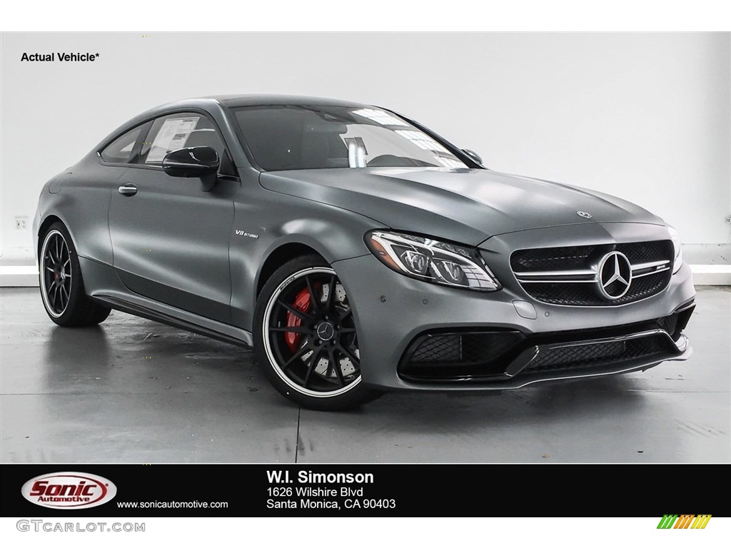 2018 C 63 S AMG Coupe - designo Selenite Grey (Matte) / Red Pepper/Black photo #1