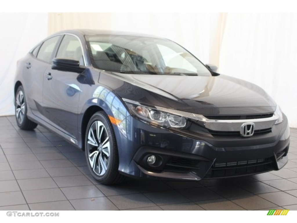 2018 Civic EX-T Sedan - Cosmic Blue Metallic / Gray photo #2
