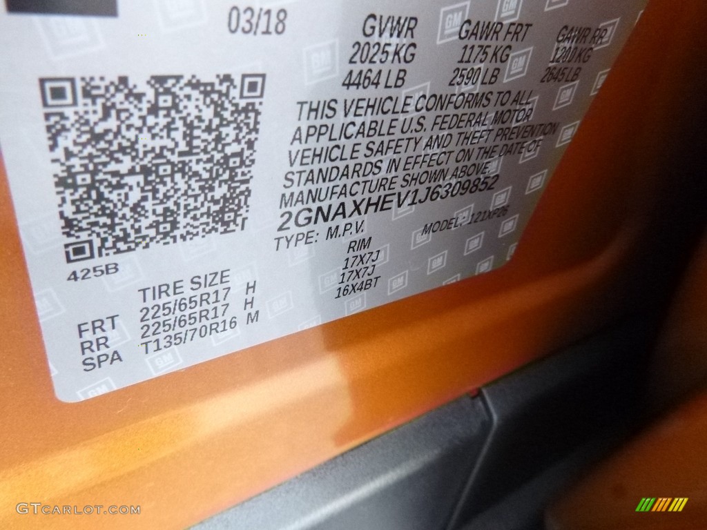 2018 Equinox LS - Orange Burst Metallic / Medium Ash Gray photo #16