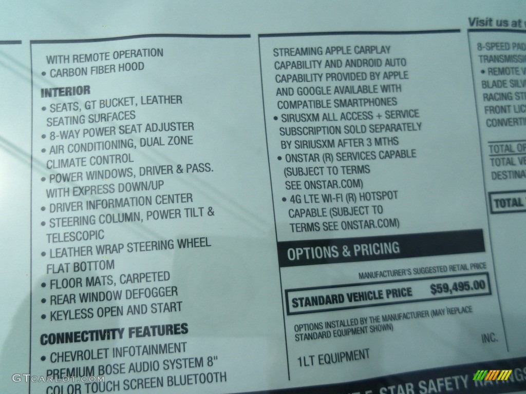 2019 Chevrolet Corvette Stingray Coupe Window Sticker Photo #126464564