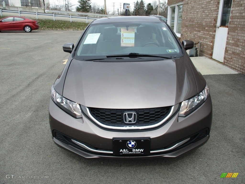 2014 Civic LX Sedan - Urban Titanium Metallic / Beige photo #8