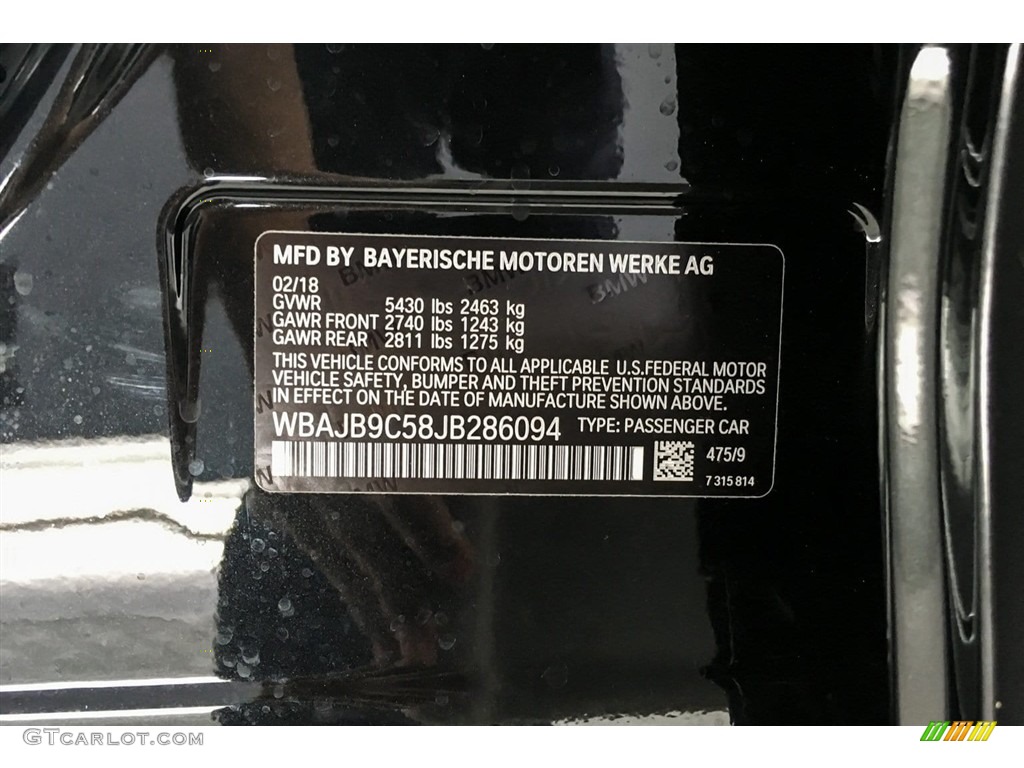 2018 5 Series M550i xDrive Sedan - Black Sapphire Metallic / Black photo #11