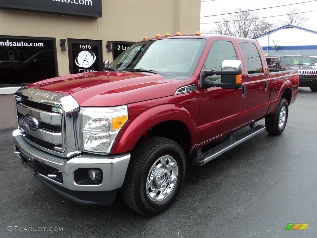 2015 F250 Super Duty XLT Crew Cab 4x4 - Ruby Red / Adobe photo #2