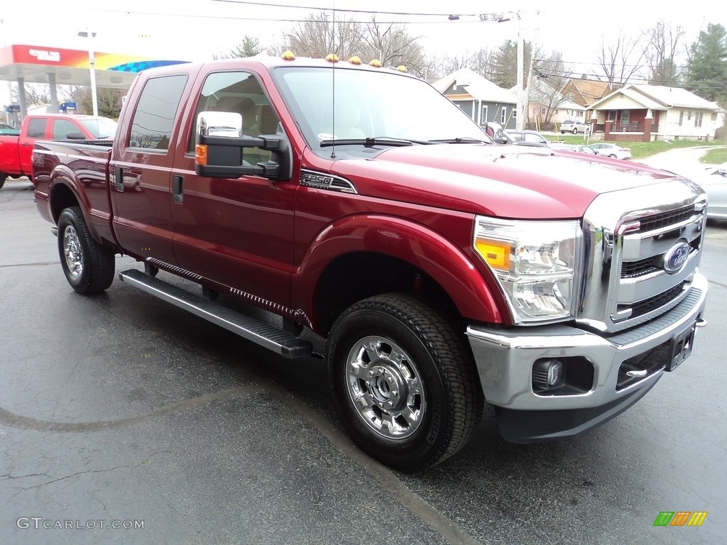 2015 F250 Super Duty XLT Crew Cab 4x4 - Ruby Red / Adobe photo #5