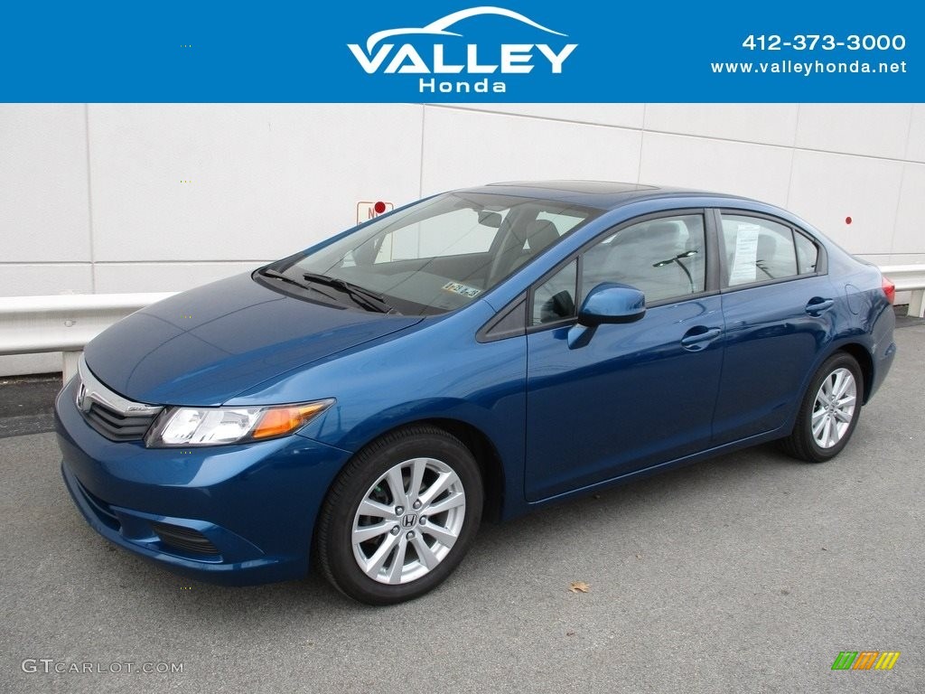 2012 Civic EX-L Sedan - Dyno Blue Pearl / Gray photo #1