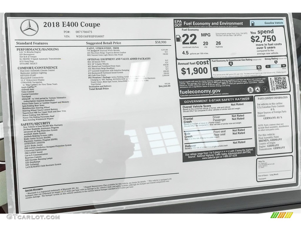 2018 E 400 Coupe - designo Diamond White Metallic / Macchiato Beige/Espresso Brown photo #10
