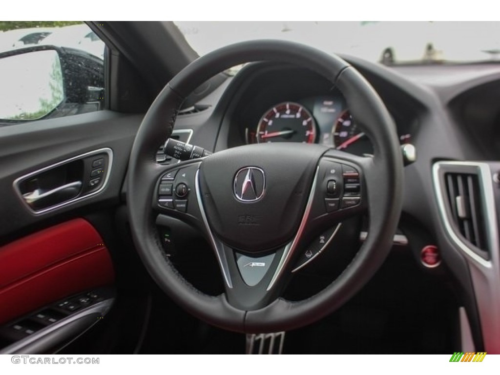 2018 Acura TLX V6 A-Spec Sedan Red Steering Wheel Photo #126508601