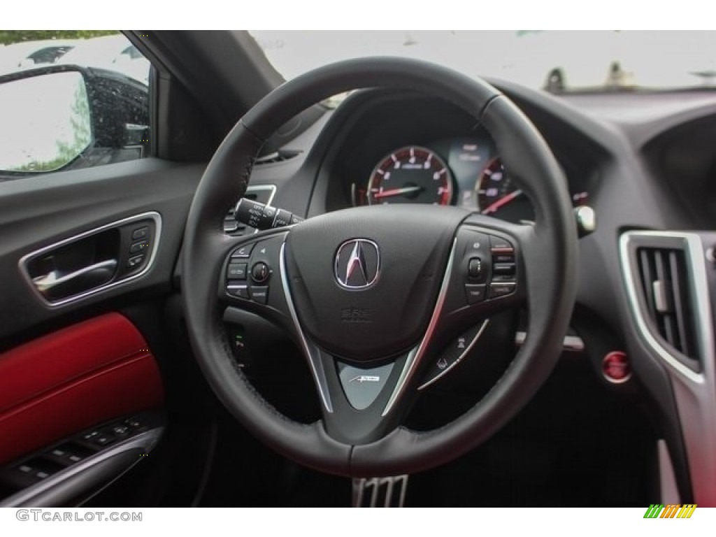 2018 Acura TLX V6 A-Spec Sedan Red Steering Wheel Photo #126508601