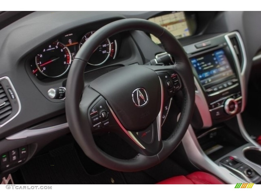 2018 Acura TLX V6 A-Spec Sedan Red Steering Wheel Photo #126508664