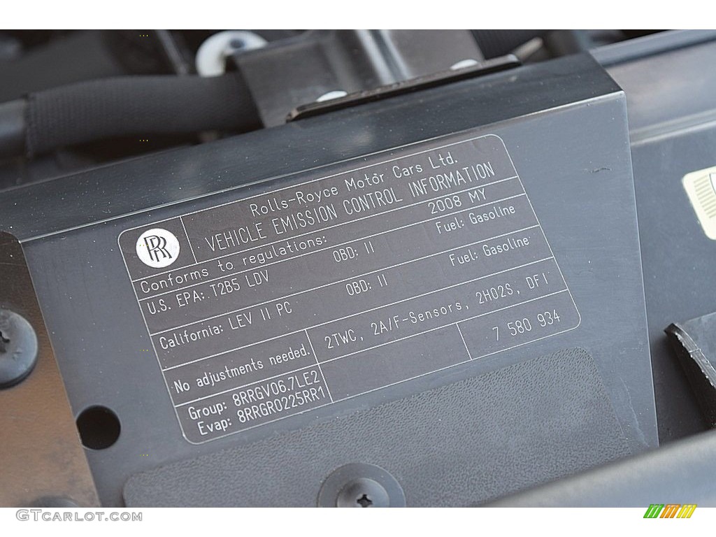 2008 Rolls-Royce Phantom Drophead Coupe Standard Phantom Drophead Coupe Model Info Tag Photos