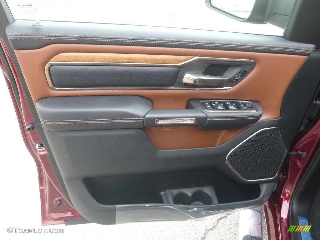 2019 Ram 1500 Long Horn Crew Cab 4x4 Black/New Saddle Door Panel Photo #126525662