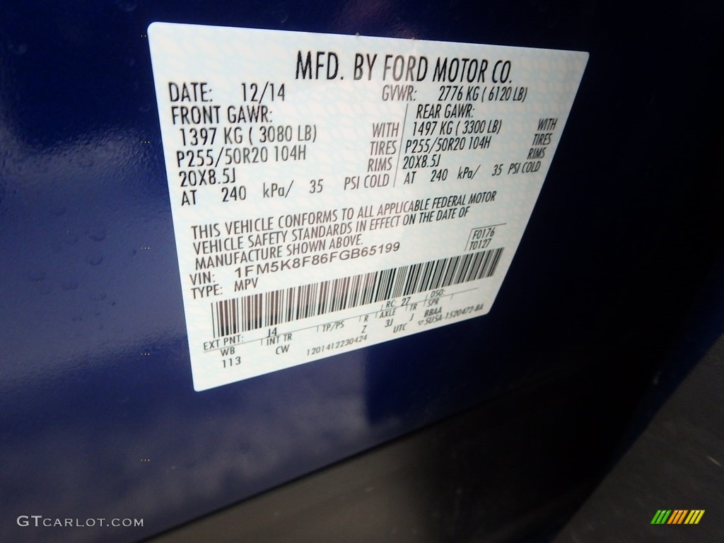 2015 Explorer Limited 4WD - Deep Impact Blue / Charcoal Black photo #23