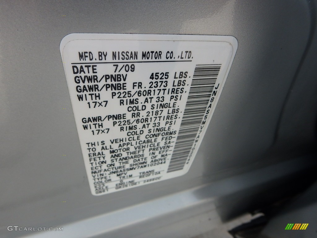 2010 Rogue SL AWD - Silver Ice / Black photo #24