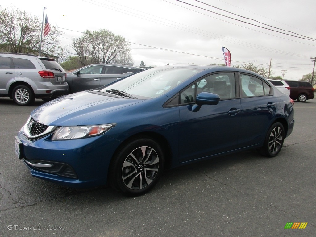 2015 Civic EX Sedan - Dyno Blue Pearl / Gray photo #3