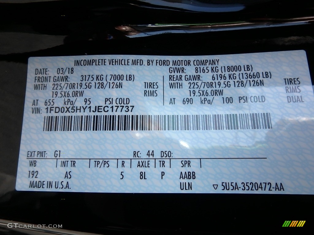 2018 F550 Super Duty Color Code G! for Black Photo #126565658