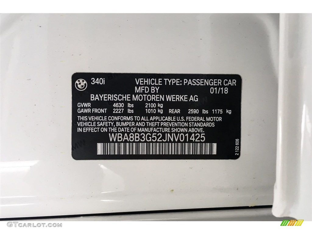 2018 3 Series 340i Sedan - Alpine White / Black photo #11