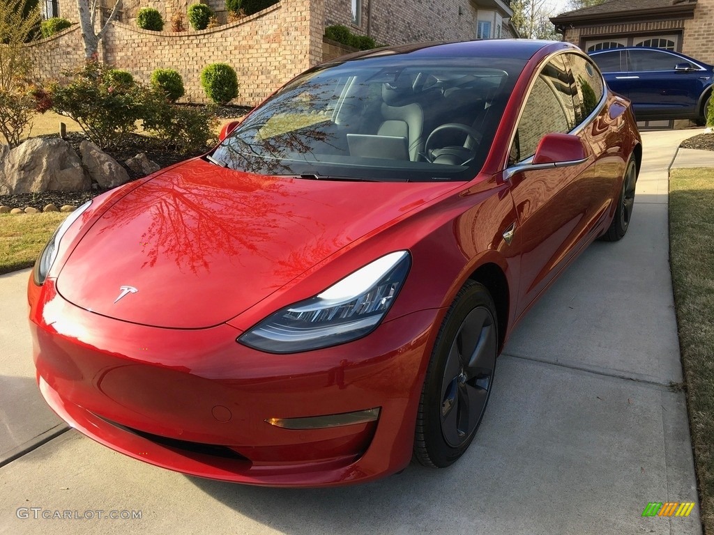 Red Multi-Coat Tesla Model 3