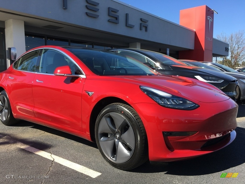 Red Multi-Coat 2018 Tesla Model 3 Long Range Exterior Photo #126599675