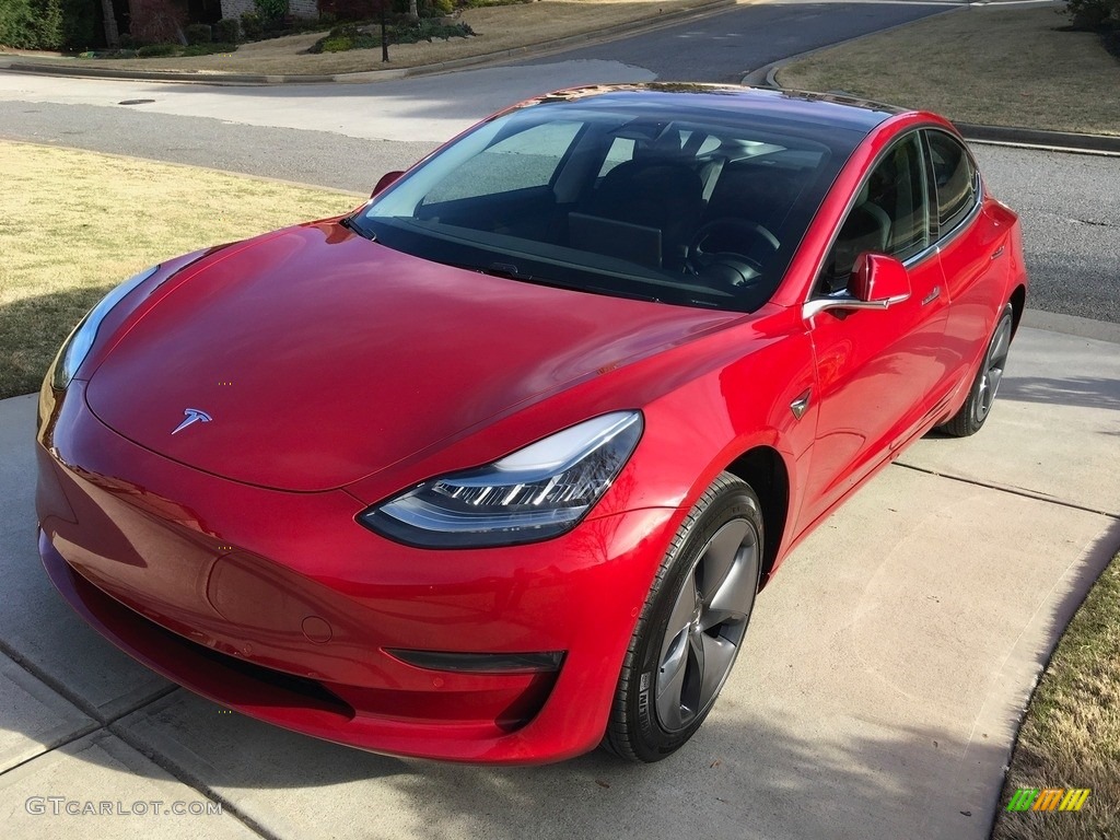 Red Multi-Coat 2018 Tesla Model 3 Long Range Exterior Photo #126599909