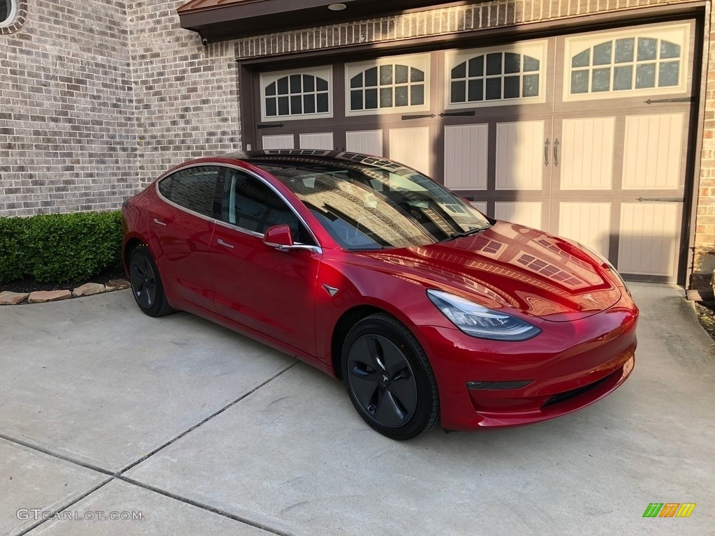 Red Multi-Coat 2018 Tesla Model 3 Long Range Exterior Photo #126600176