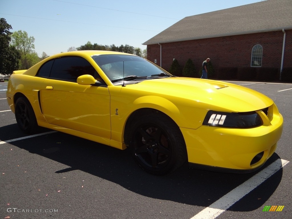 Screaming Yellow 2004 Ford Mustang Cobra Coupe Exterior Photo #126603092