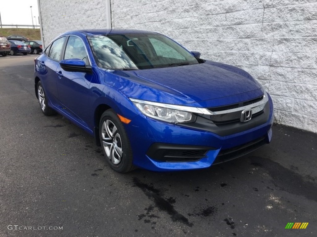 2018 Civic LX Sedan - Aegean Blue Metallic / Black photo #1