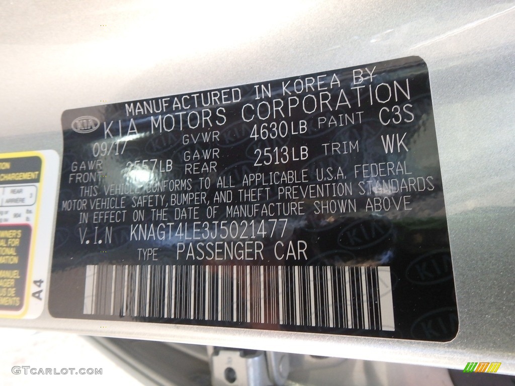 2018 Optima Color Code C3S for Aluminum Silver Photo #126627696