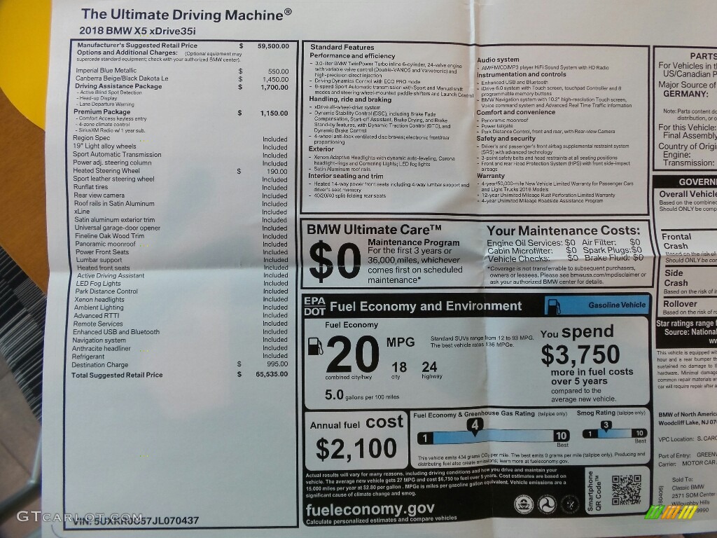 2018 X5 xDrive35i - Imperial Blue Metallic / Canberra Beige/Black photo #8