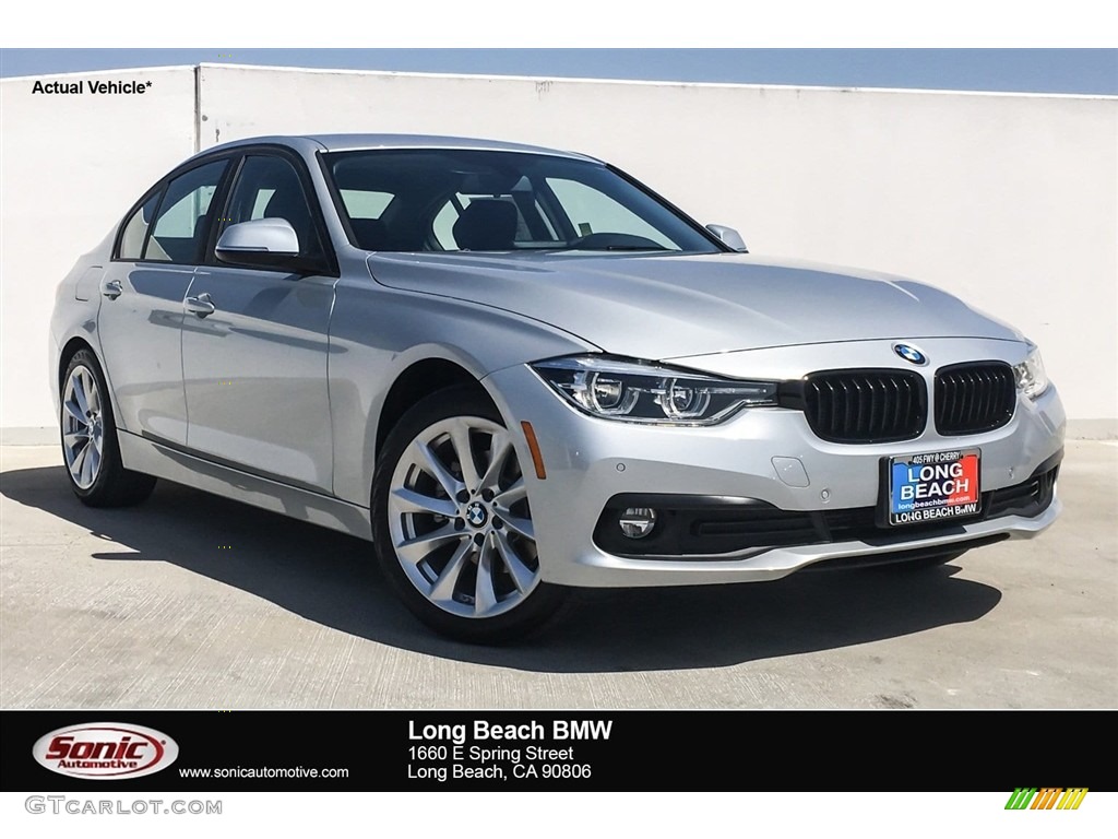 2018 3 Series 320i Sedan - Glacier Silver Metallic / Black photo #1