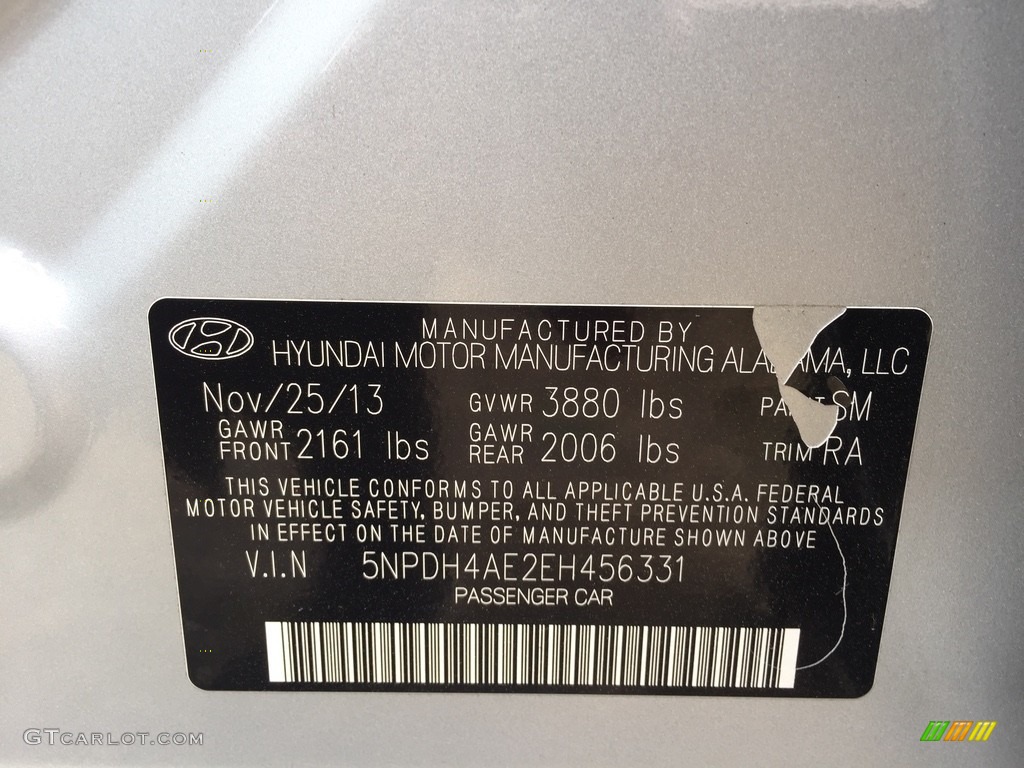 2014 Elantra SE Sedan - Silver / Gray photo #30