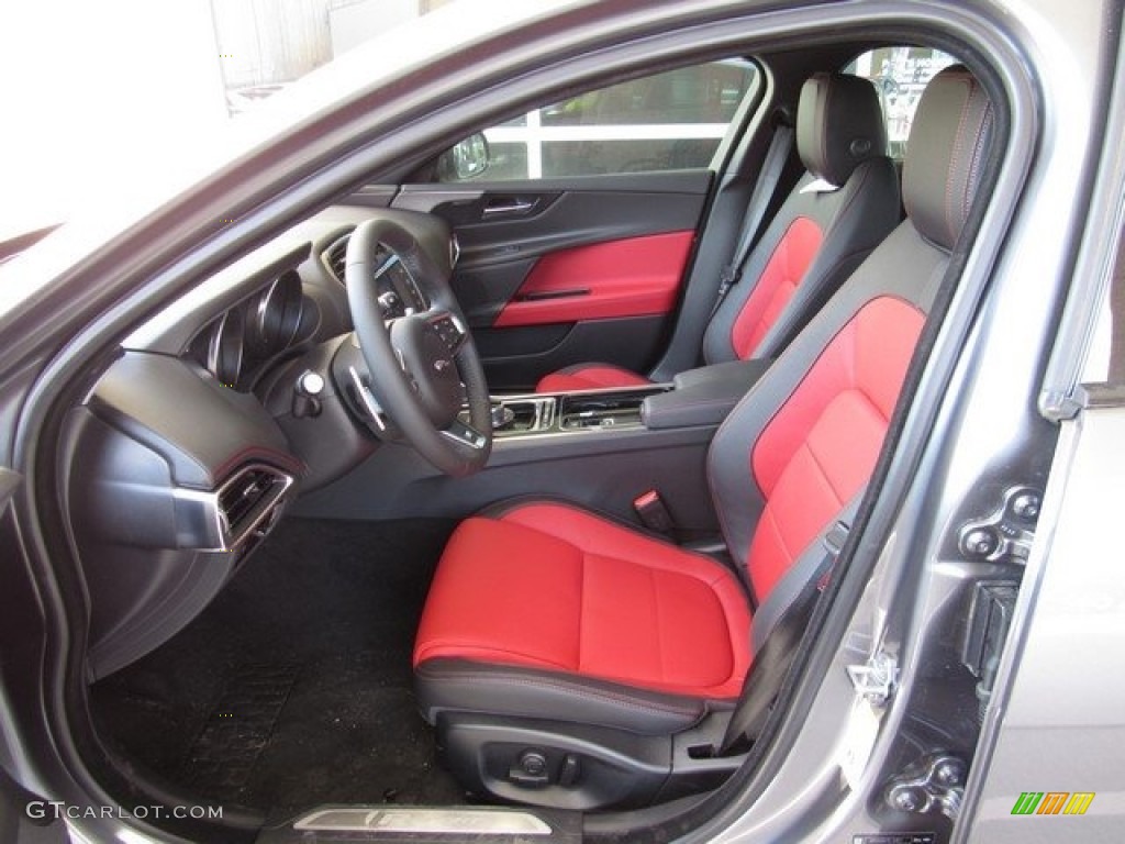 Ebony/Pimento Interior 2018 Jaguar XE 30t R-Sport Photo #126648051