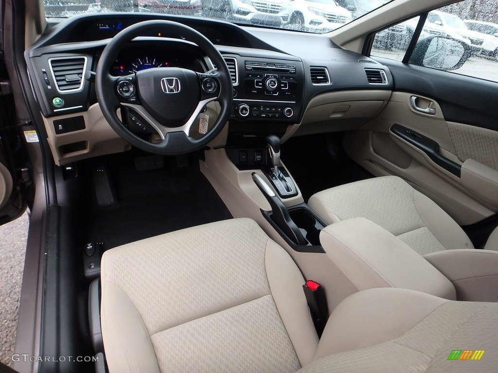 2015 Civic LX Sedan - Urban Titanium Metallic / Beige photo #17