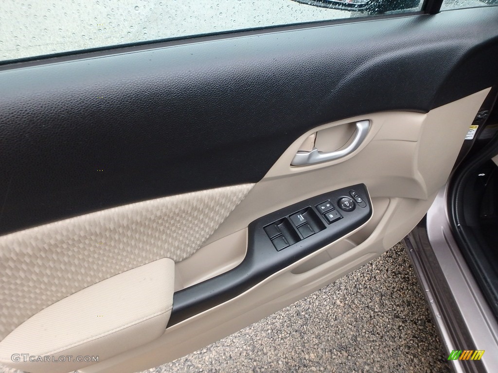 2015 Civic LX Sedan - Urban Titanium Metallic / Beige photo #19
