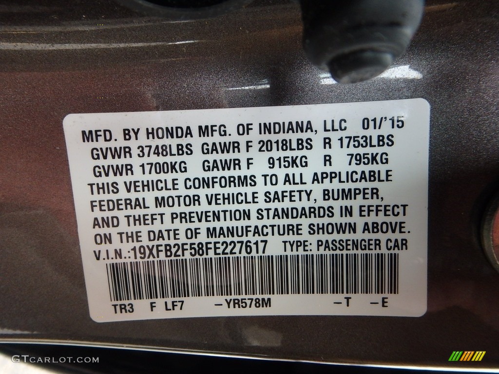 2015 Civic LX Sedan - Urban Titanium Metallic / Beige photo #23