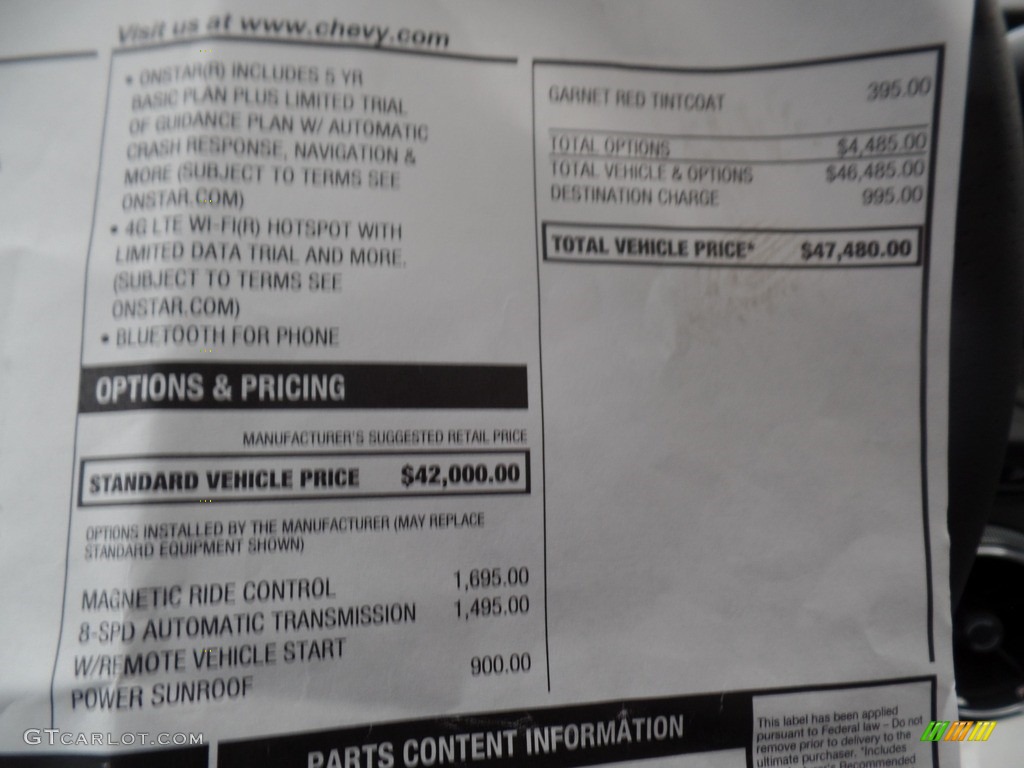 2018 Chevrolet Camaro SS Coupe Window Sticker Photo #126667229