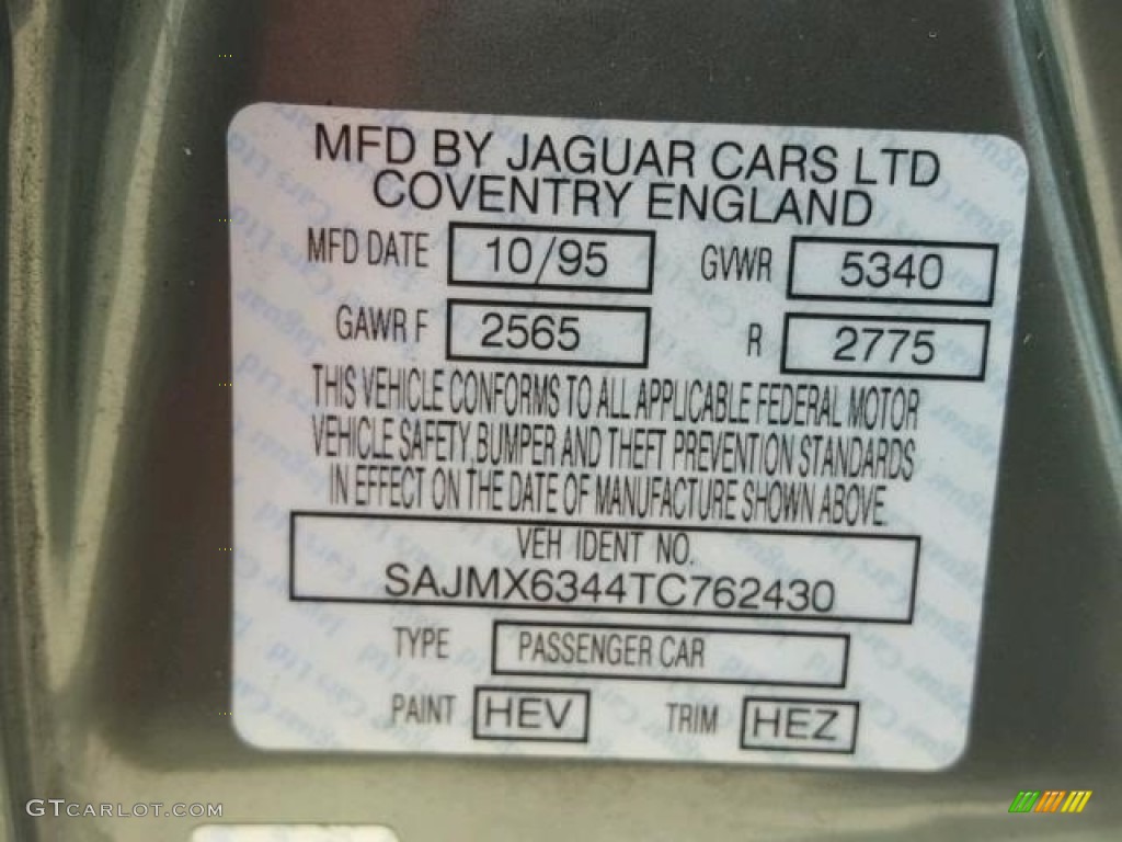 1996 Jaguar XJ XJ12 Color Code Photos