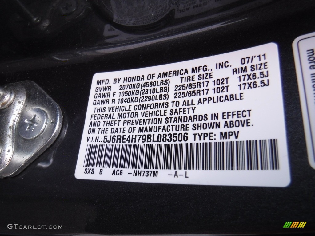 2011 CR-V EX-L 4WD - Polished Metal Metallic / Black photo #24