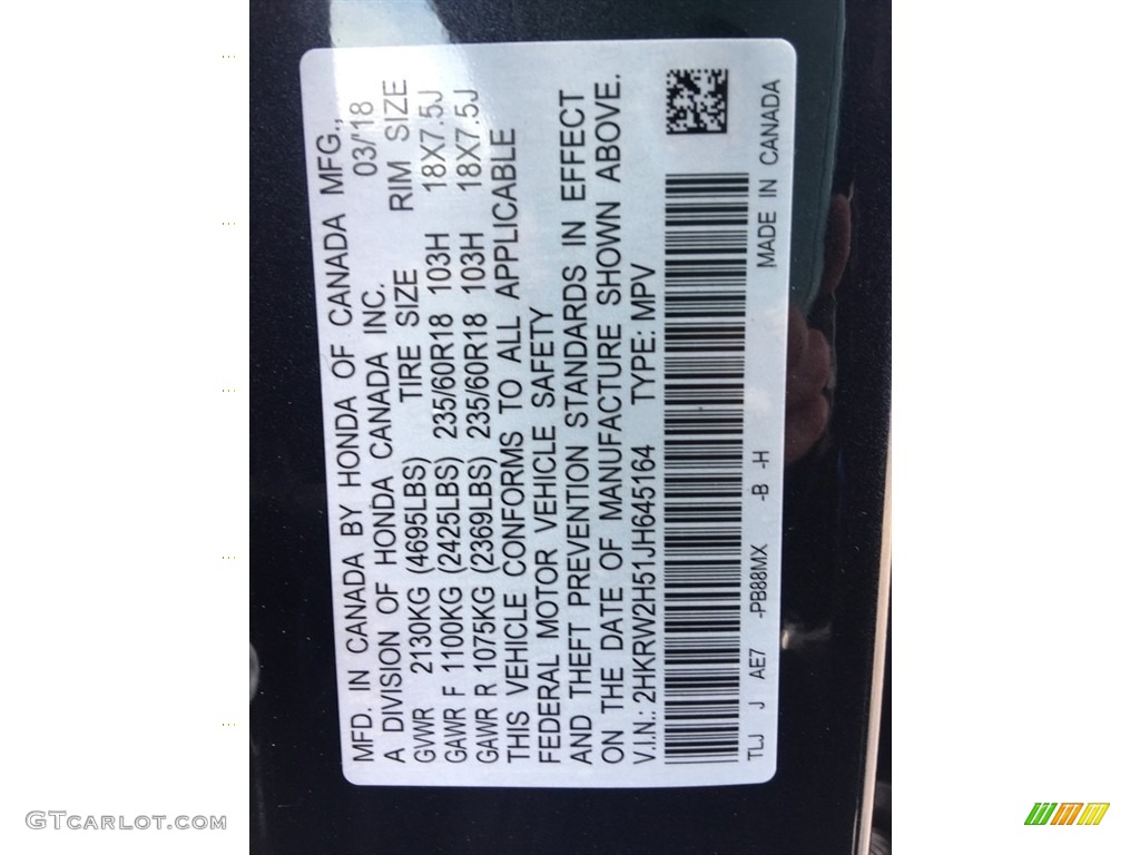 2018 CR-V EX AWD - Gunmetal Metallic / Gray photo #28