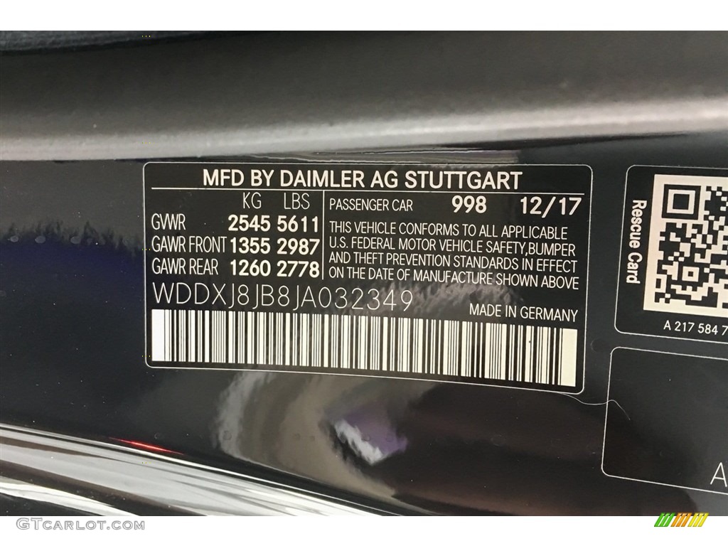 2018 S Color Code 998 for Anthracite Blue Metallic Photo #126712070