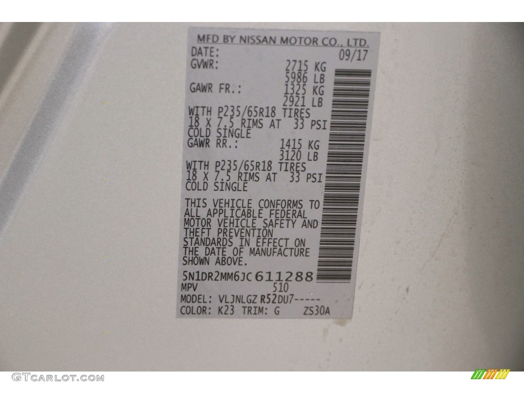 2018 Pathfinder Color Code K23 for Brilliant Silver Photo #126713753