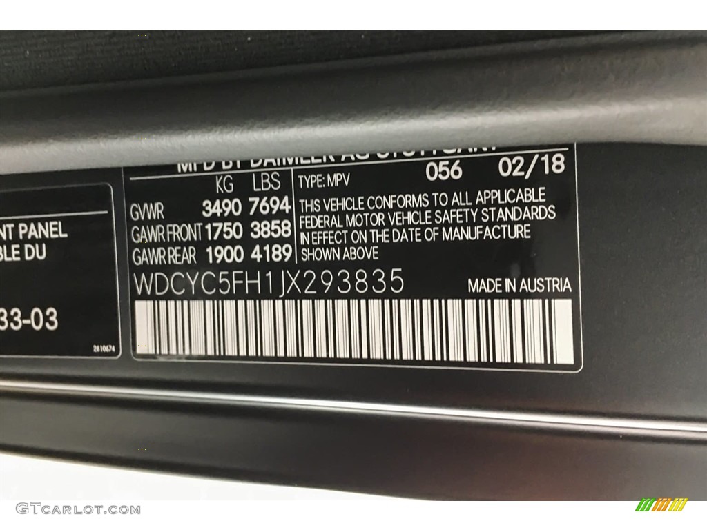2018 G Color Code 056 for designo Night Black Magno (Matte) Photo #126717384