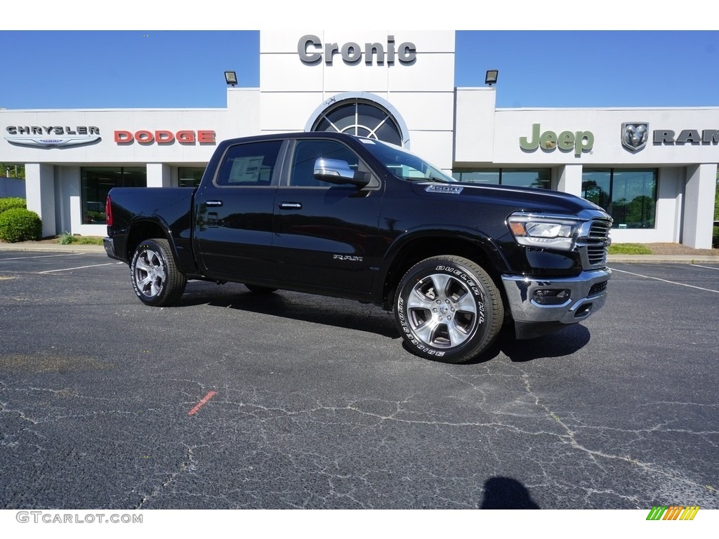 2019 1500 Laramie Crew Cab 4x4 - Diamond Black Crystal Pearl / Black photo #1