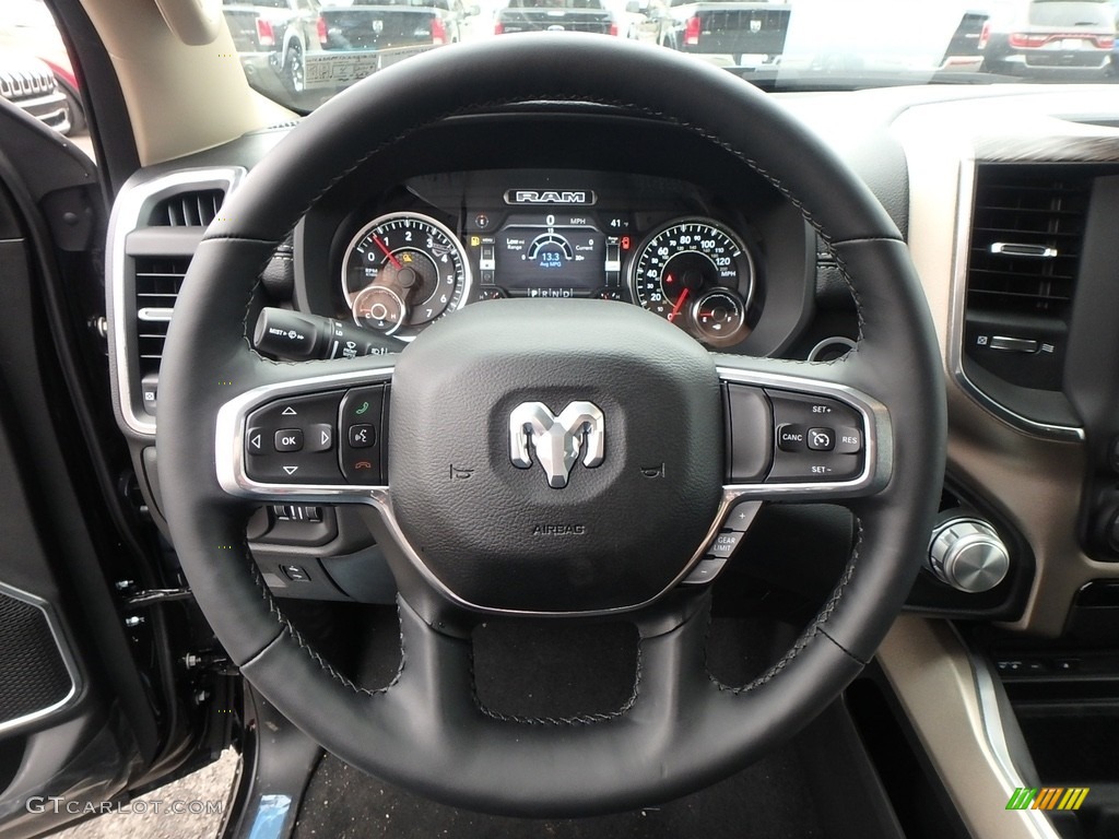 2019 Ram 1500 Laramie Crew Cab 4x4 Black Steering Wheel Photo #126754947