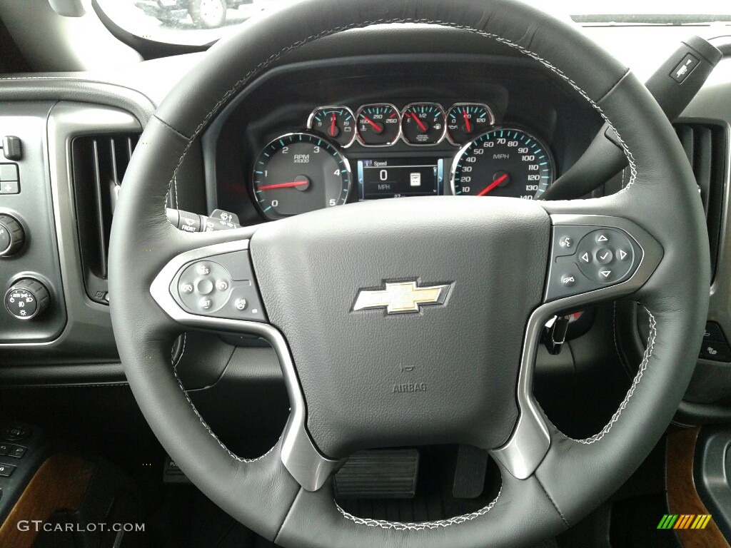 2018 Chevrolet Silverado 3500HD LTZ Crew Cab Dual Rear Wheel 4x4 Jet Black Steering Wheel Photo #126759360
