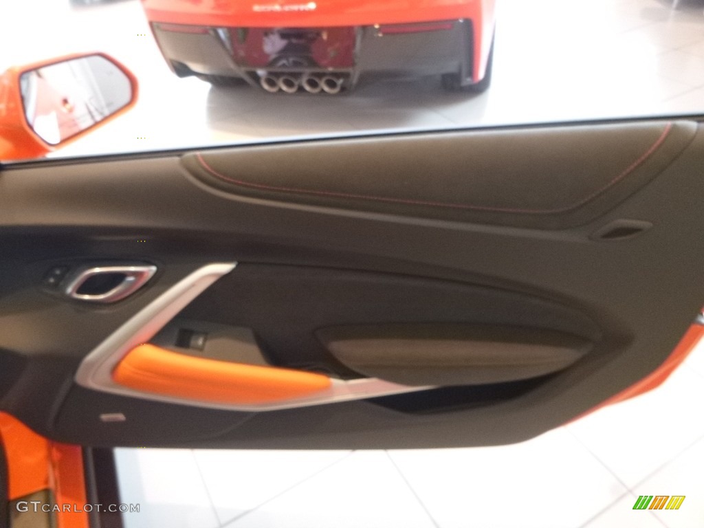 2018 Chevrolet Camaro SS Coupe Hot Wheels Package Jet Black/Orange Accents Door Panel Photo #126774908
