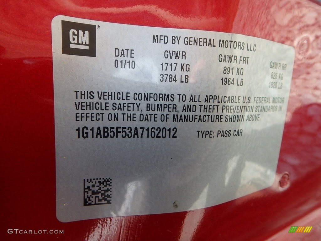 2010 Cobalt LS Sedan - Crystal Red Tintcoat Metallic / Gray photo #14