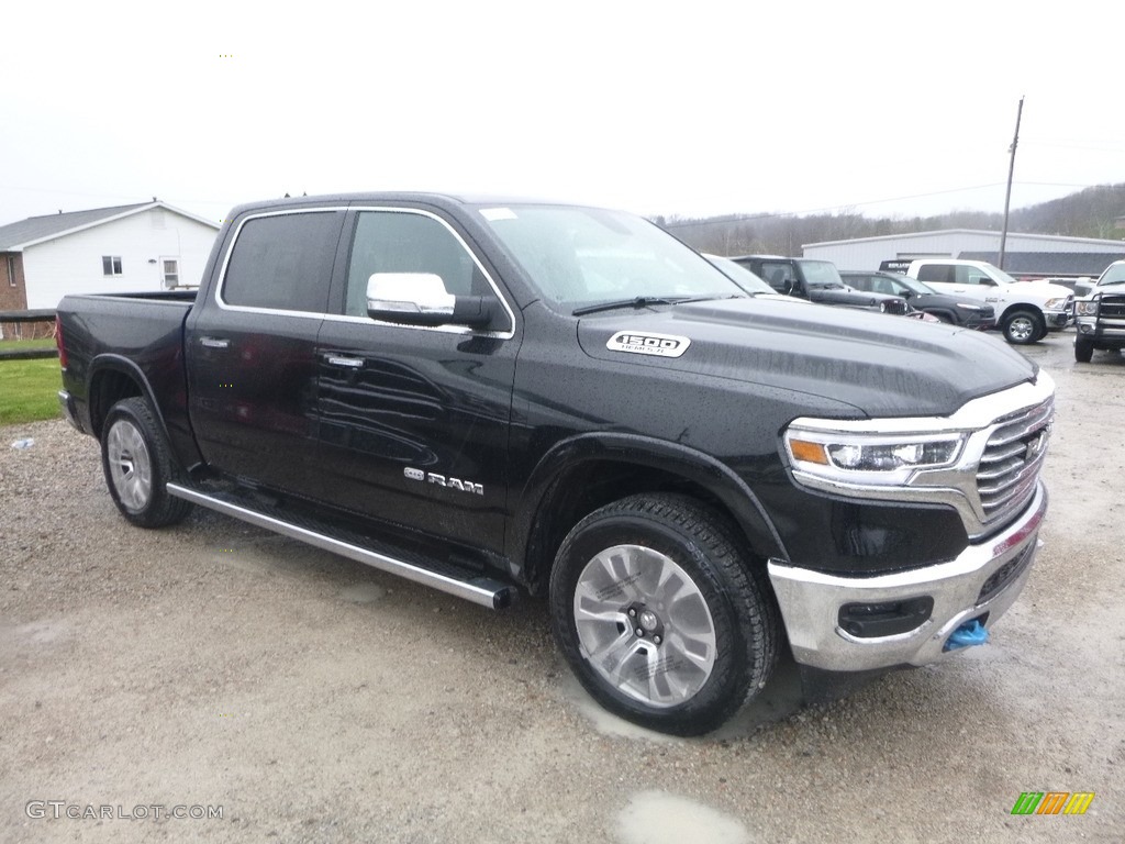 2019 1500 Long Horn Crew Cab 4x4 - Diamond Black Crystal Pearl / Black/New Saddle photo #6